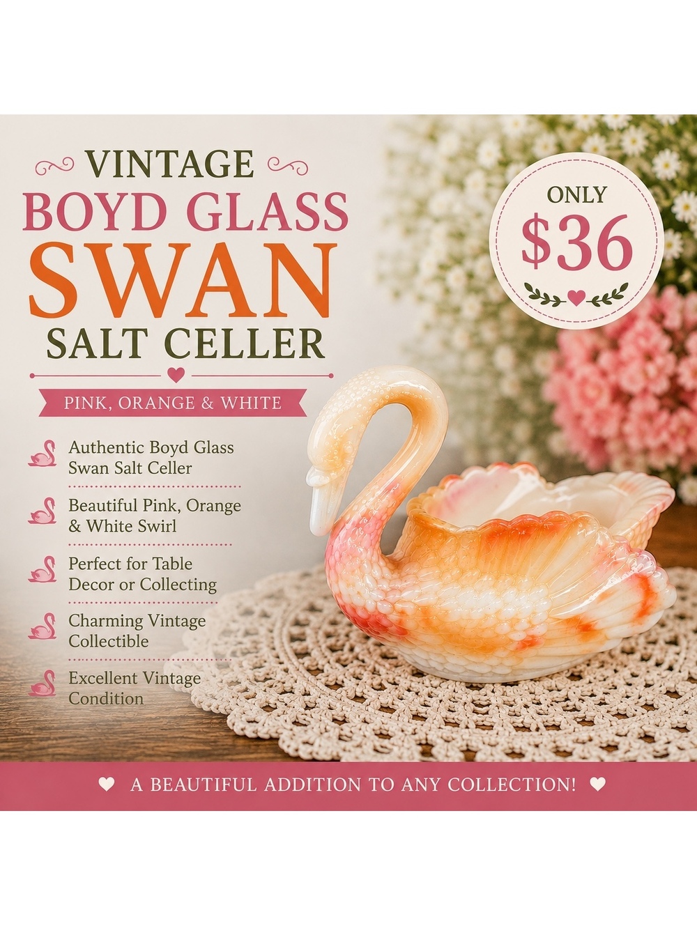 Boyd Slag Swan Salt Cellar
